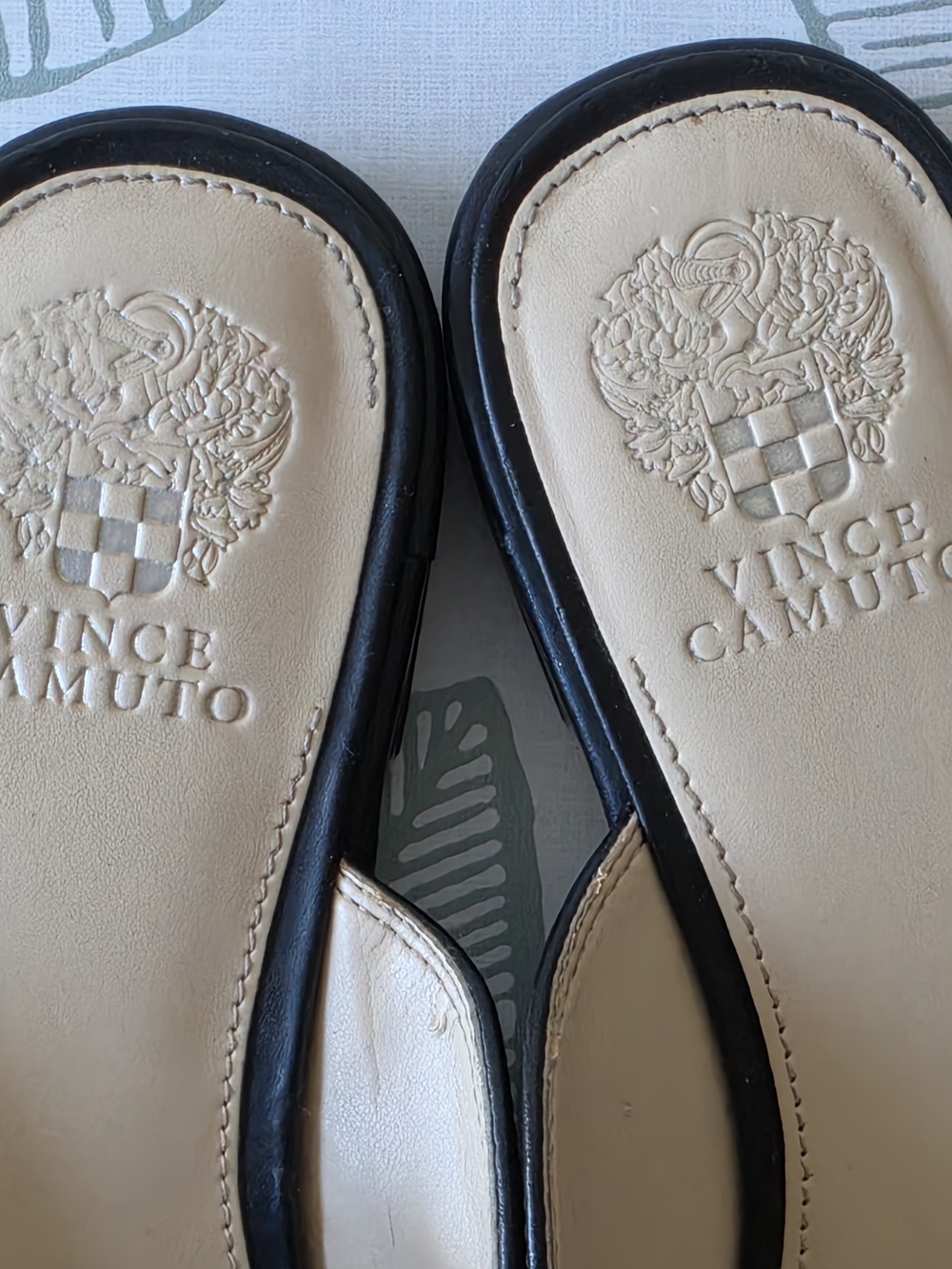 Vince Camuto Black Leather Slip-On Loafers/Mules with Gold Buckle Size 10 - Picture 3 of 5